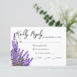 Lavender Purple Florals Boda Tarjeta RSVP