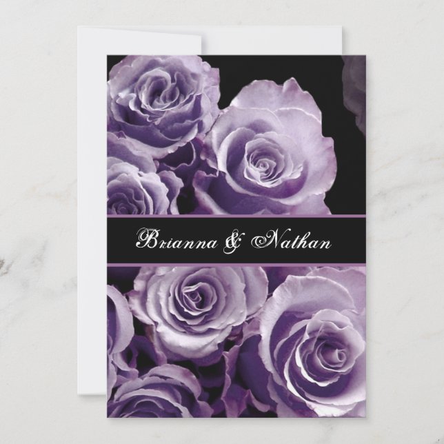 LAVENDER PURPLE Rose Bouquet Wedquet Invitación a  (Anverso)