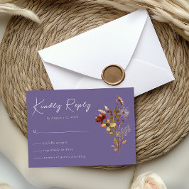 Lavender Purple Wildflower Boho Wedding Tarjeta RS