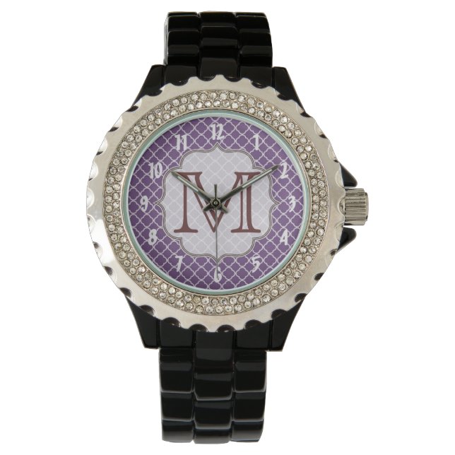 Lavender Quarterfoil Latti Monograma reloj de puls (Anverso)