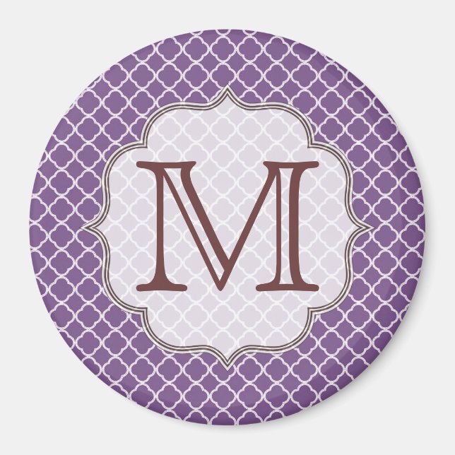 Lavender Quarterfoil Monograma Imán Inicial (Frente)