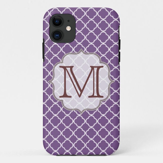 Lavender Quarterfoil Monograma IPHONE 5 Funda (Reverso)