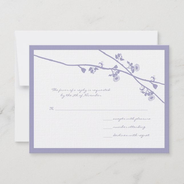 Lavender ramas de flores silvestres Boda RSVP (Anverso)