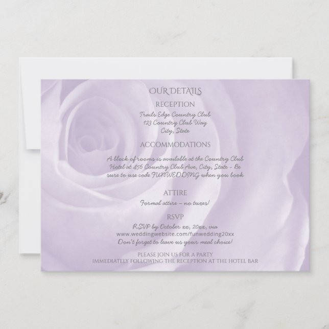 lavender rosa detalles de boda elegantes y simples (Anverso)