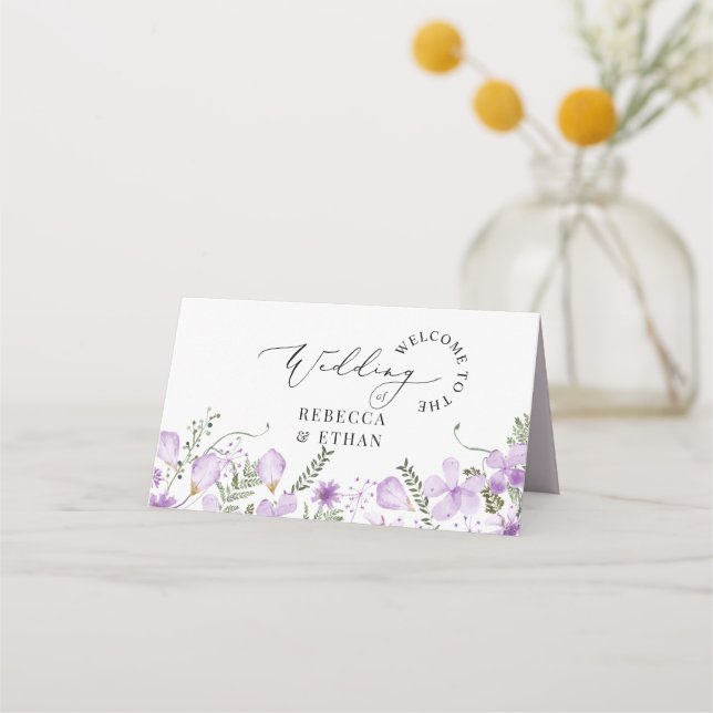 Lavender Rustic Floral Boda Tarjeta de plaza (Reverso)