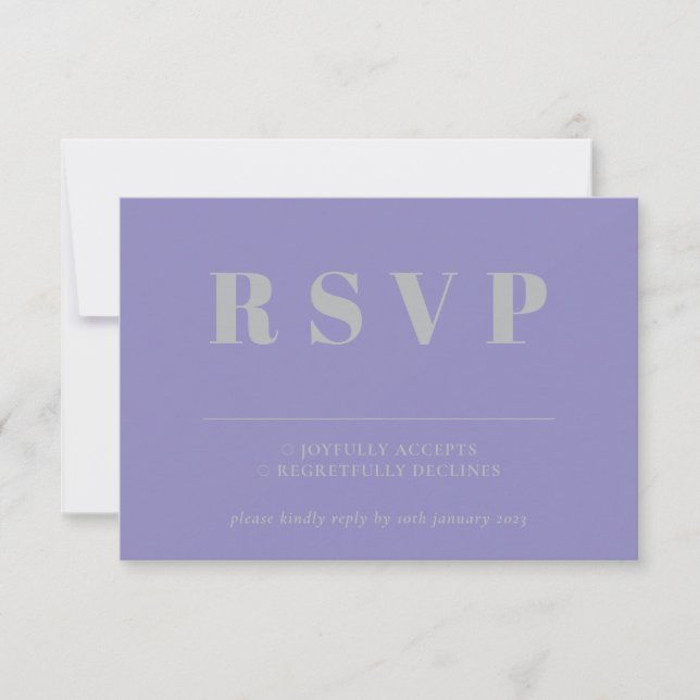 Lavender Silver RSVP Wedding Response (Anverso)