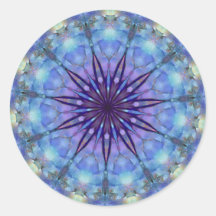 Lavender Starburst Mandala Round Pegatinas