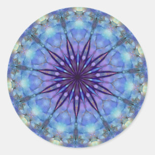 Lavender Starburst Mandala Round Pegatinas