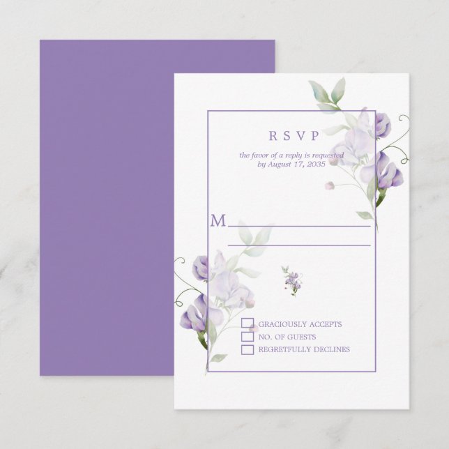Lavender Sweet Peas RSVP (Anverso / Reverso)