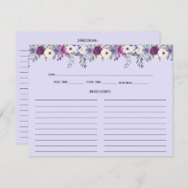 Lavender Tarjetas de Receta Floral Púrpura