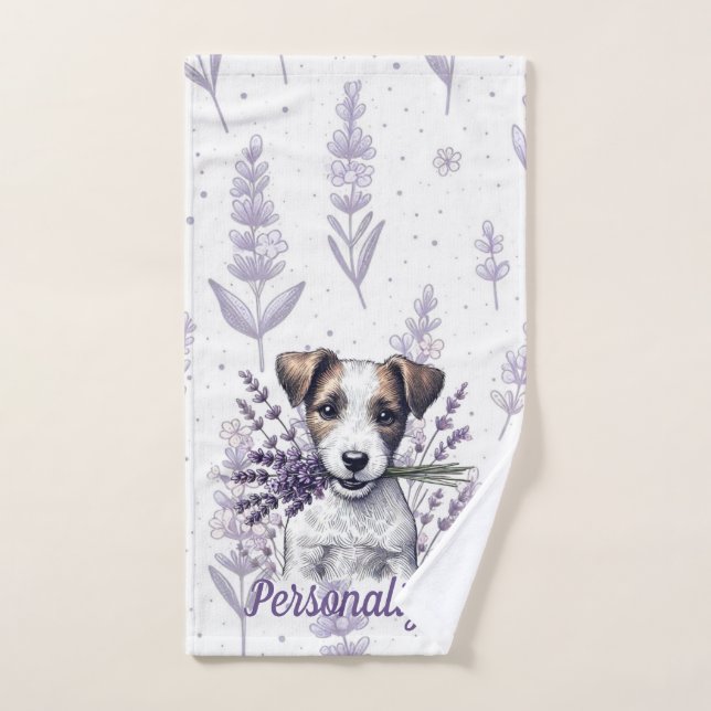 Lavender Terrier Love (Toalla de mano)