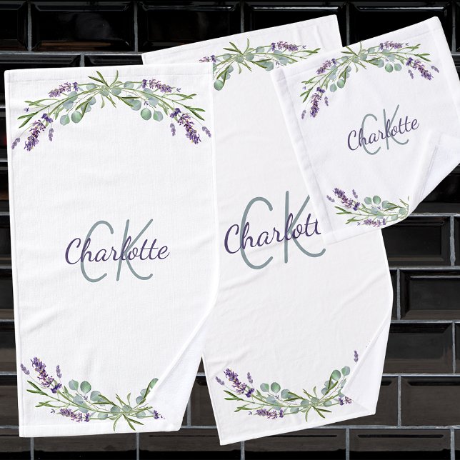 Lavender violet florals monogram name elegant (Subido por el creador)
