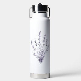 Lavender Watercolor Floral Agua Botella