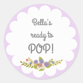 Lavender White Ready to POP Baby Shower Pegatina