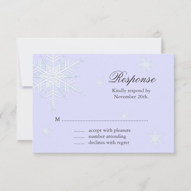 Lavender Winter Snowflake Wedding RSVP (Anverso)