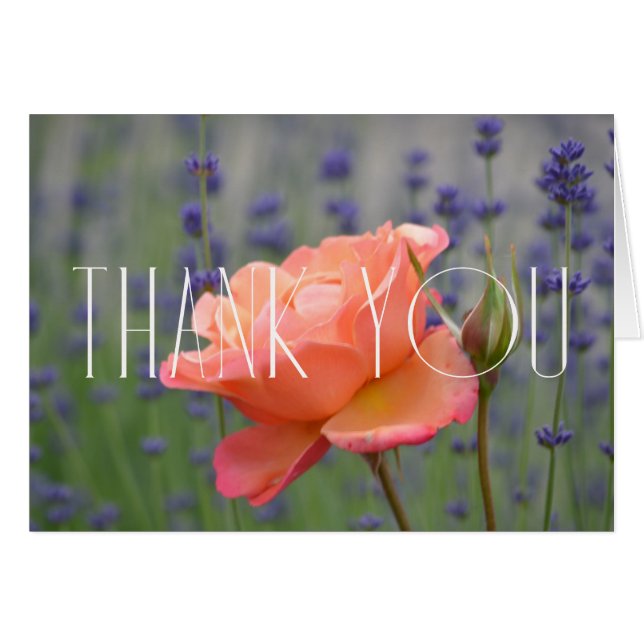 Lavender y Rosa Floral Gracias (Anverso (Horizontal))