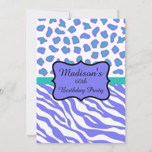 Lavender Zebra Leopard Invitación a los 60 años