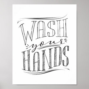 Lávese las manos Baño arte Pared