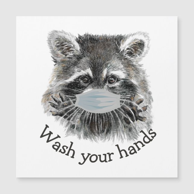 Lávese las manos Covid Pandemia Cute Raccoon Cita (Anverso)