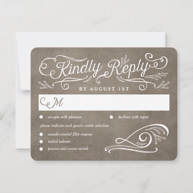 Lavish Scrolls Tarjeta RSVP de matrimonio en color (Anverso)
