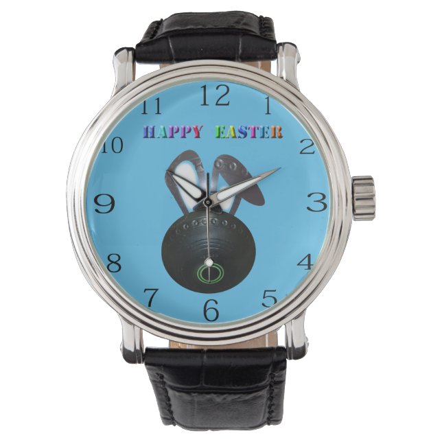 Lawn Bowl Easter Bunny, reloj de pulsera (Anverso)