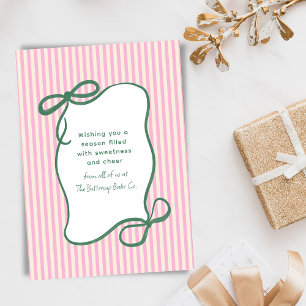 Lazo a rayas rosa y verde Navidad Panadería Negoci