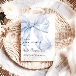 Lazo Azul Invitación de Baby Shower Coquette