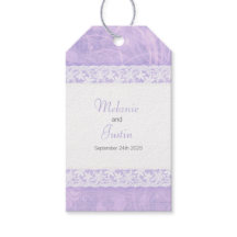 Lazo blanco en púrpura gracias etiquetas de favore