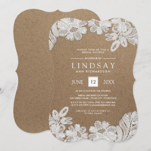 Lazo blanco   Invitaciones a la ducha con papel Kr