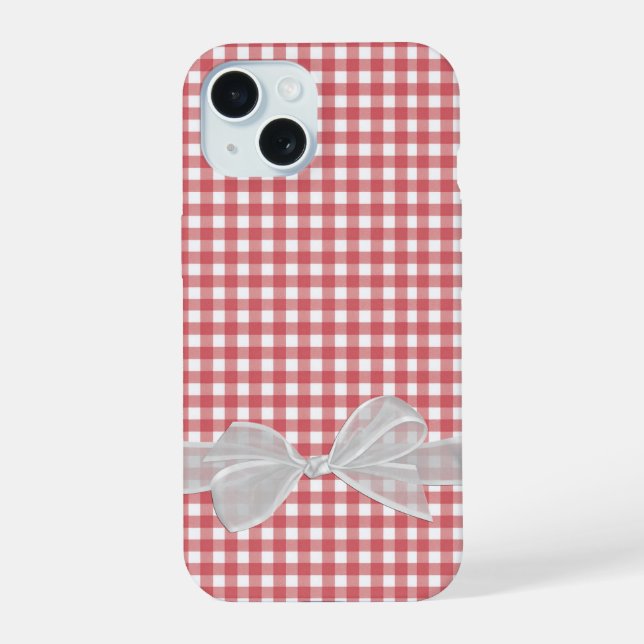 Lazo blanco sobre gingham rojo y blanco (Reverso )
