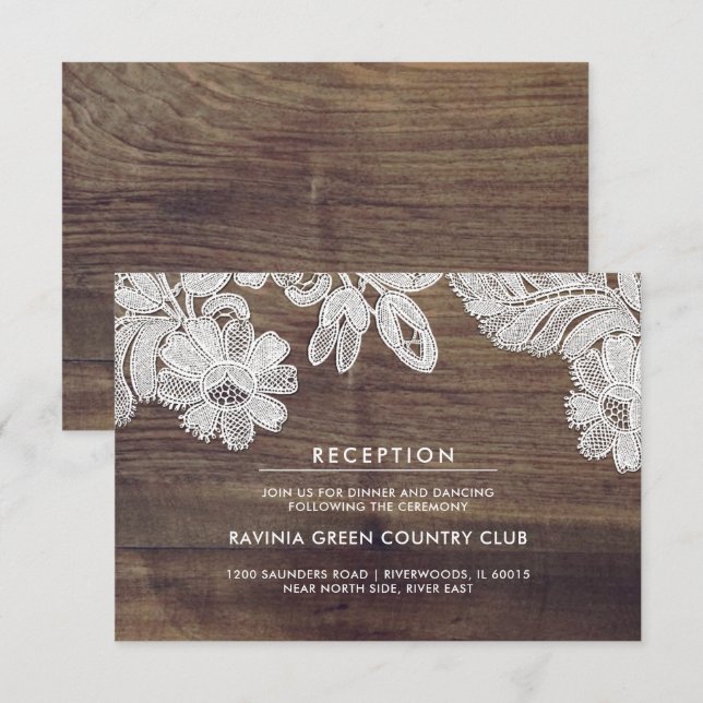 Lazo blanco | Tarjeta de recepción de bodas de mad (Anverso / Reverso)