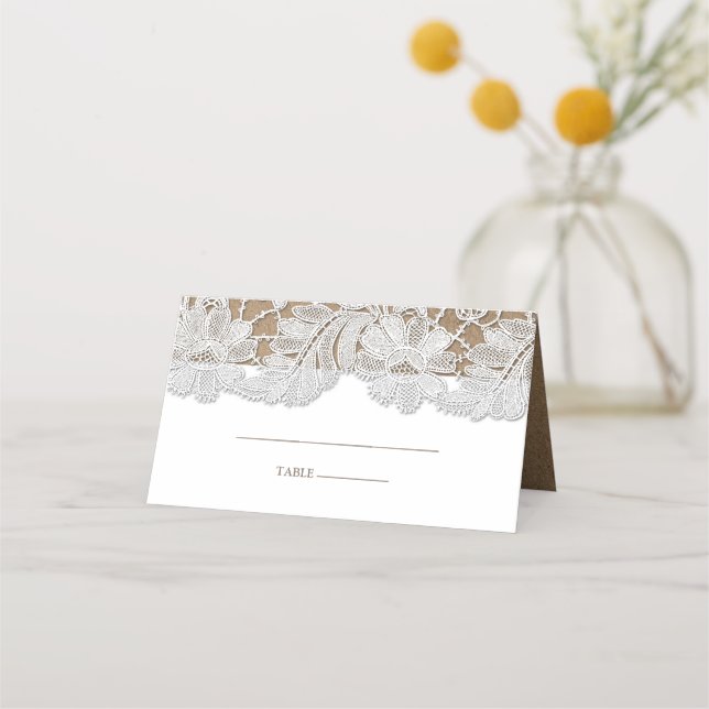 Lazo blanco | Tarjetas Kraft Paper Boda Table Plac (Anverso)