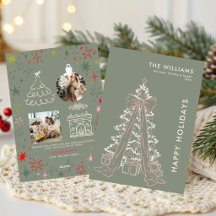 Lazo de árbol de Navidad dibujado a mano con Sage