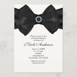 Lazo de cinta negro y diamantes invitaciones elega