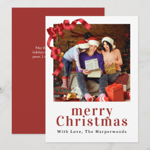 Lazo de cinta roja elegante Feliz Navidad Foto