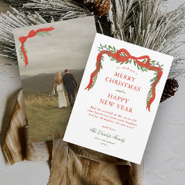 Lazo de Cinta Roja Verde Foto Navidad