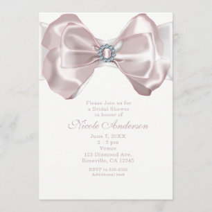 Lazo de cinta rosa y diamantes invitaciones chic
