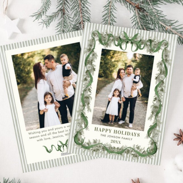 Lazo de cinta verde salvia despojado Navidad 2 Fot (Subido por el creador)