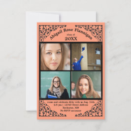 Lazo de coral de collage de fotos - Invitación de 