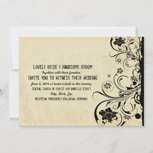 Lazo de cosecha negra en la invitación a la boda d