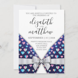 Lazo de Invitación Elegante y Corazón con Lunares