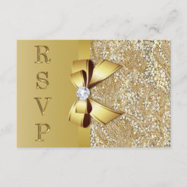Lazo de lentejuelas de oro falso RSVP de diamante