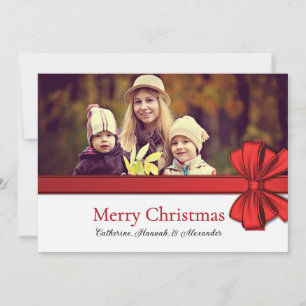 Lazo de Navidad de Satén Rojo Foto Felicitación
