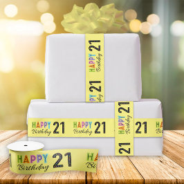 Lazo De Raso 21.ª Cinta de Tipografía de Cumpleaños