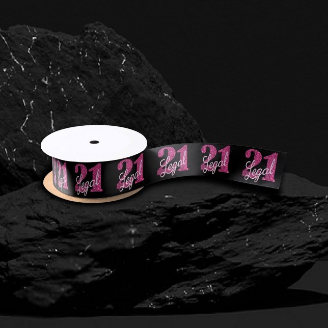 Lazo De Raso 21 y legal | Fun Pink Faux Purpurina 21 cumpleaños (Subido por el creador)