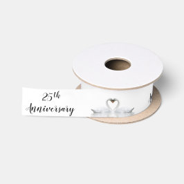 Lazo De Raso 25° aniversario de plata cisnes blancos enamorados