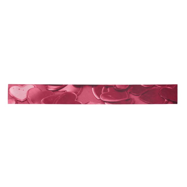 Lazo De Raso 3in satin ribbon, pink heart confetti print (Anverso)