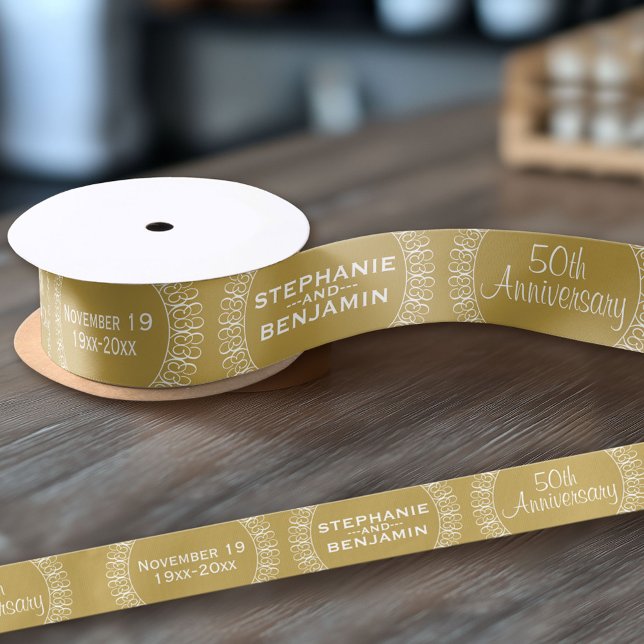 Lazo De Raso 50.º aniversario Boda personalizado (Custom Anniversary Ribbon)