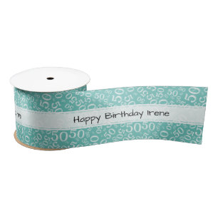Lazo De Raso 50th "Happy Birthday" Random Number Pattern Teal