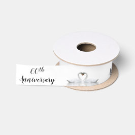 Lazo De Raso 60° aniversario boda cisnes blancos enamorados